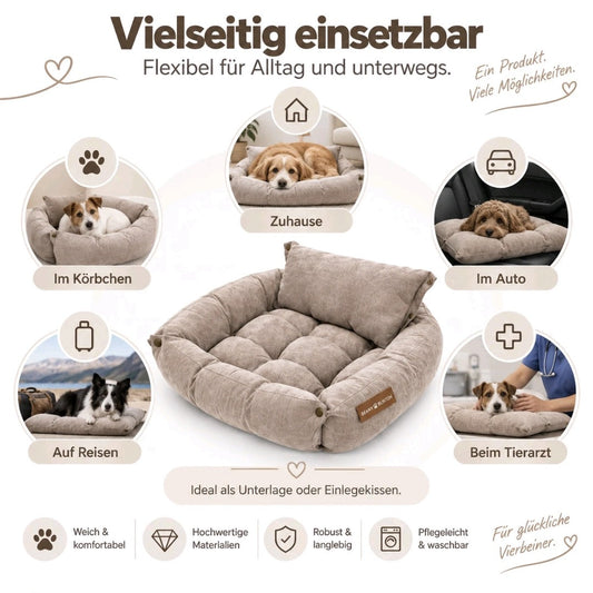 Leichte, waschbare 3in1 Hundematte - Hundekissen Hundebett