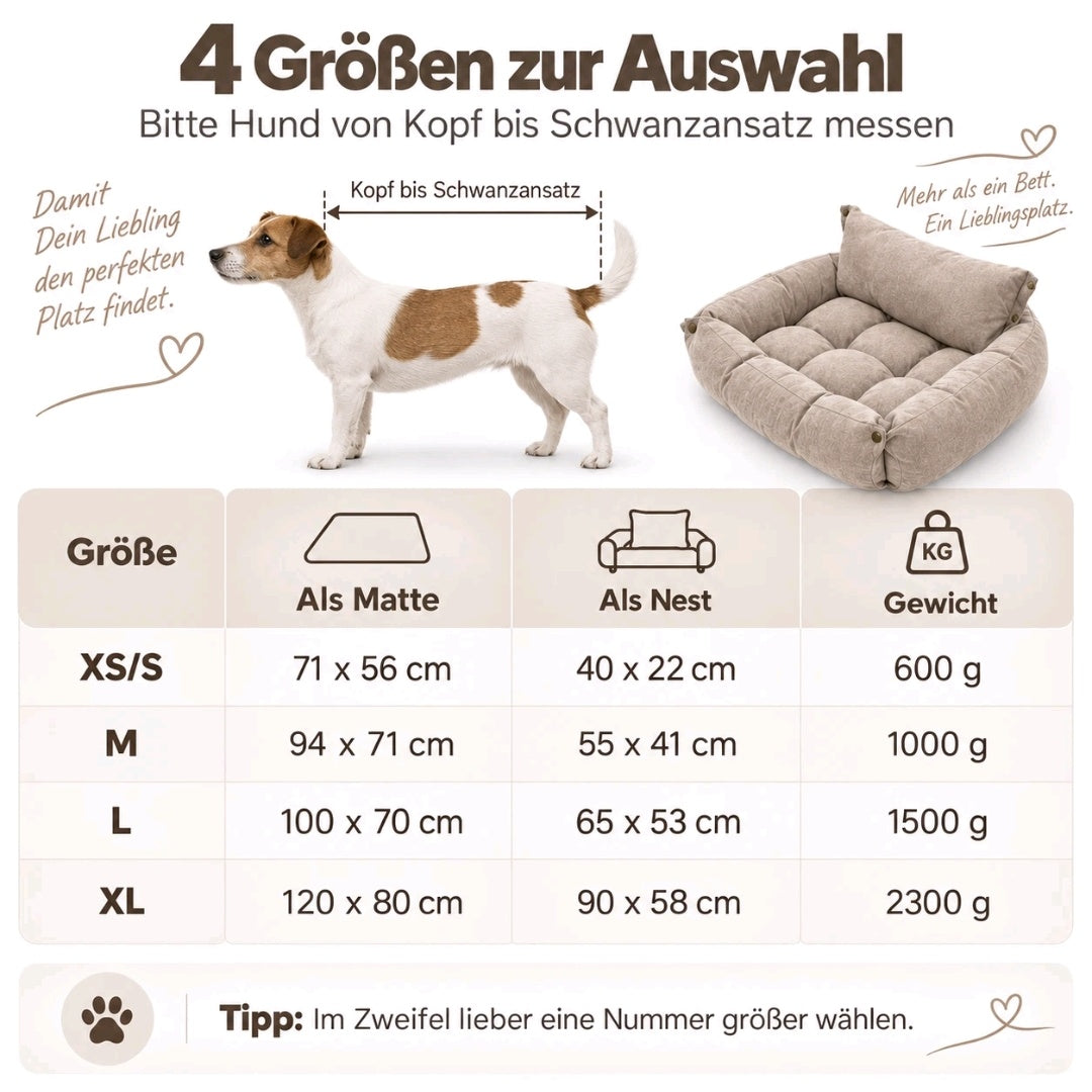 Leichte, waschbare 3in1 Hundematte - Hundekissen Hundebett