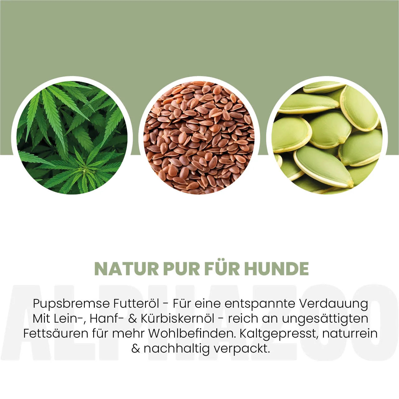 Pupsbremse Futteröl für Hunde - Leinöl, Hanföl & Kürbiskernöl für sensible Hundebäuche